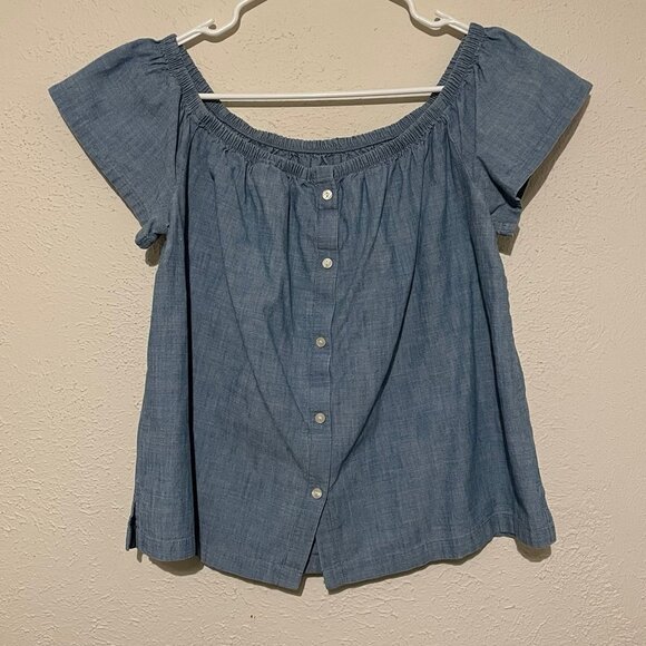 Levi's Tops - Levi’s Women's Blue Denim Off The Shoulder Button Down Blouse Top Size M